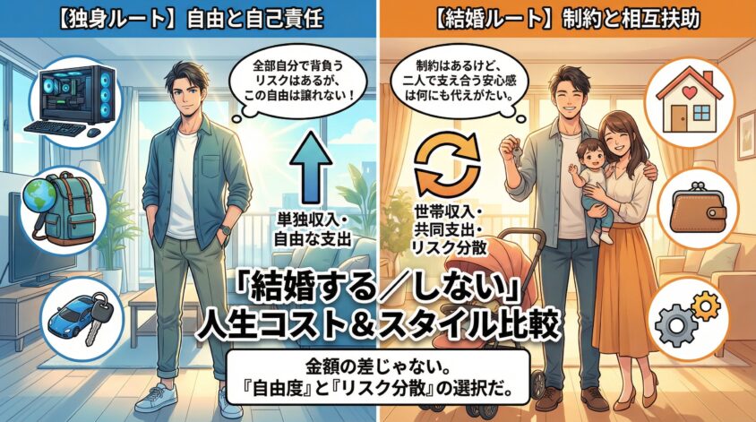 結婚する／しないで人生コストはどう変わるか｜2パターン比較