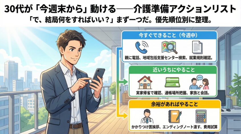 30代が「今週末から」動ける——介護準備アクションリスト