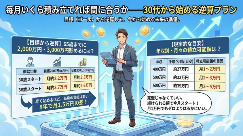 毎月いくら積み立てれば間に合うか——30代から始める逆算プラン