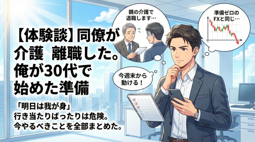 【体験談】同僚が38歳で介護離職した。俺が30代で始めた準備