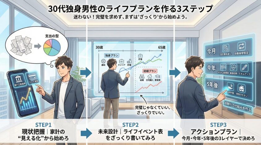 30代独身男性のライフプランを作る3ステップ