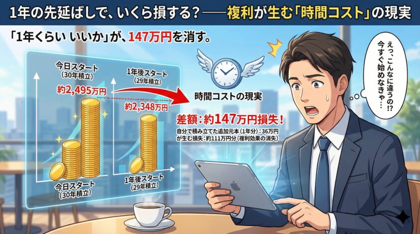 1年の先延ばしで、いくら損するか——複利が生む「時間コスト」の現実