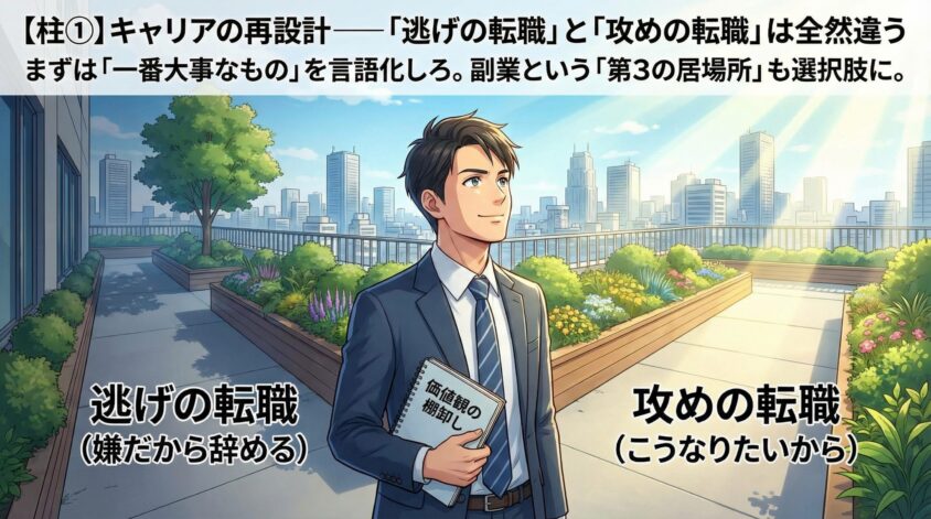 【柱①】キャリアの再設計――「逃げの転職」と「攻めの転職」は全然違う